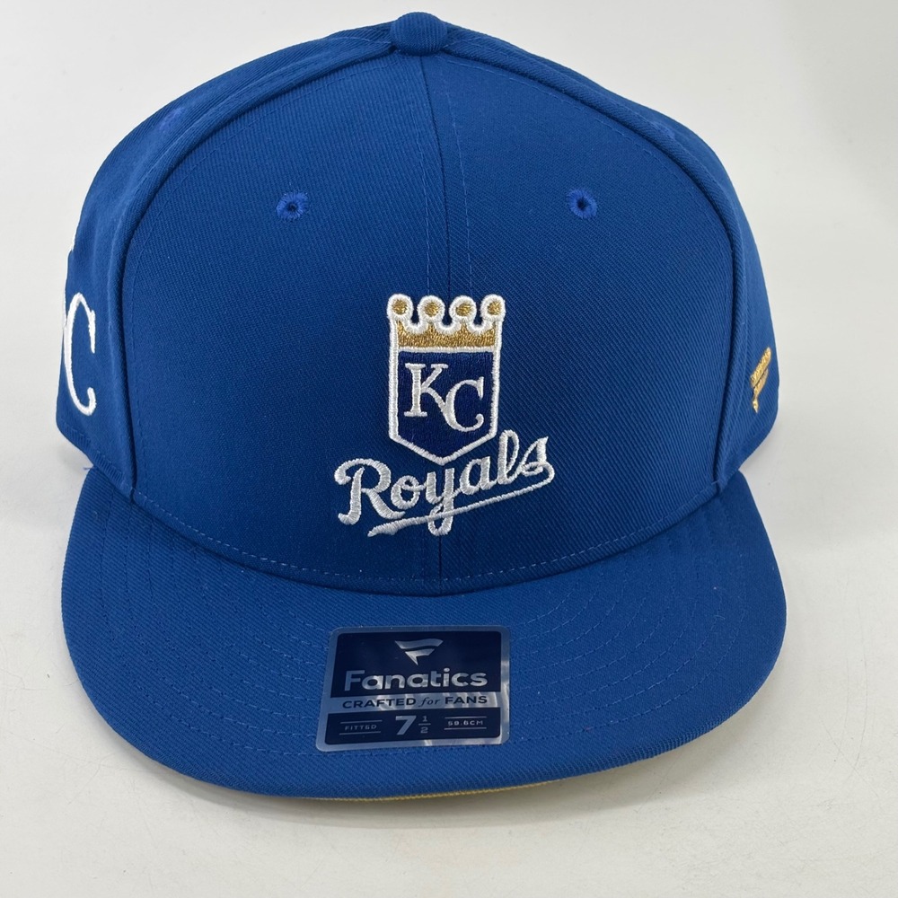 Fanatics Kansas City Royals Hat Mens 7 1/2 Blue Flat Bill Fitted MLB New